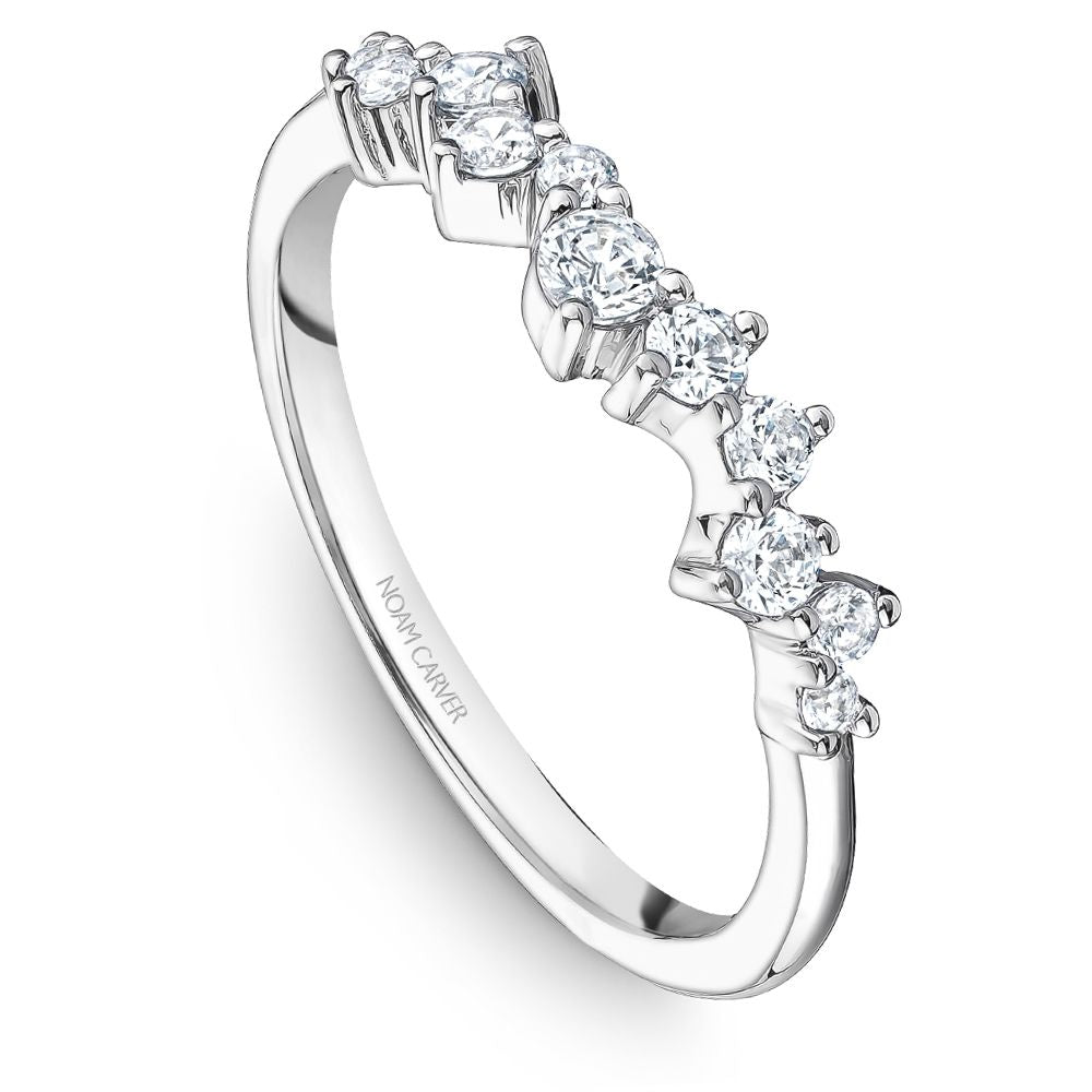 Noam Carver White Gold Asymmetrical Round Cut Diamond Wedding Band