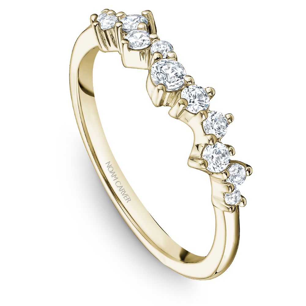 Noam Carver Yellow Gold Asymmetrical Round Cut Diamond Wedding Band