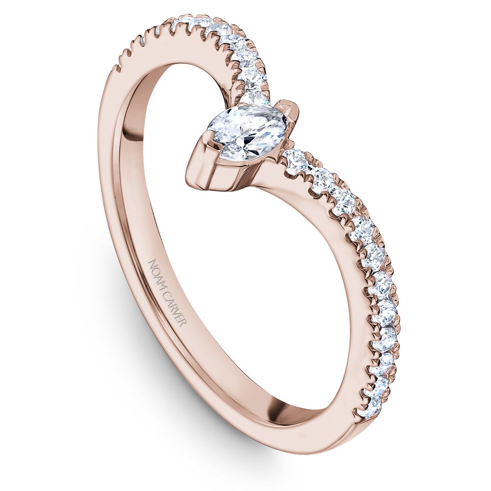 Noam Carver Rose Gold Marquise Tip Chevron Diamond Wedding Band