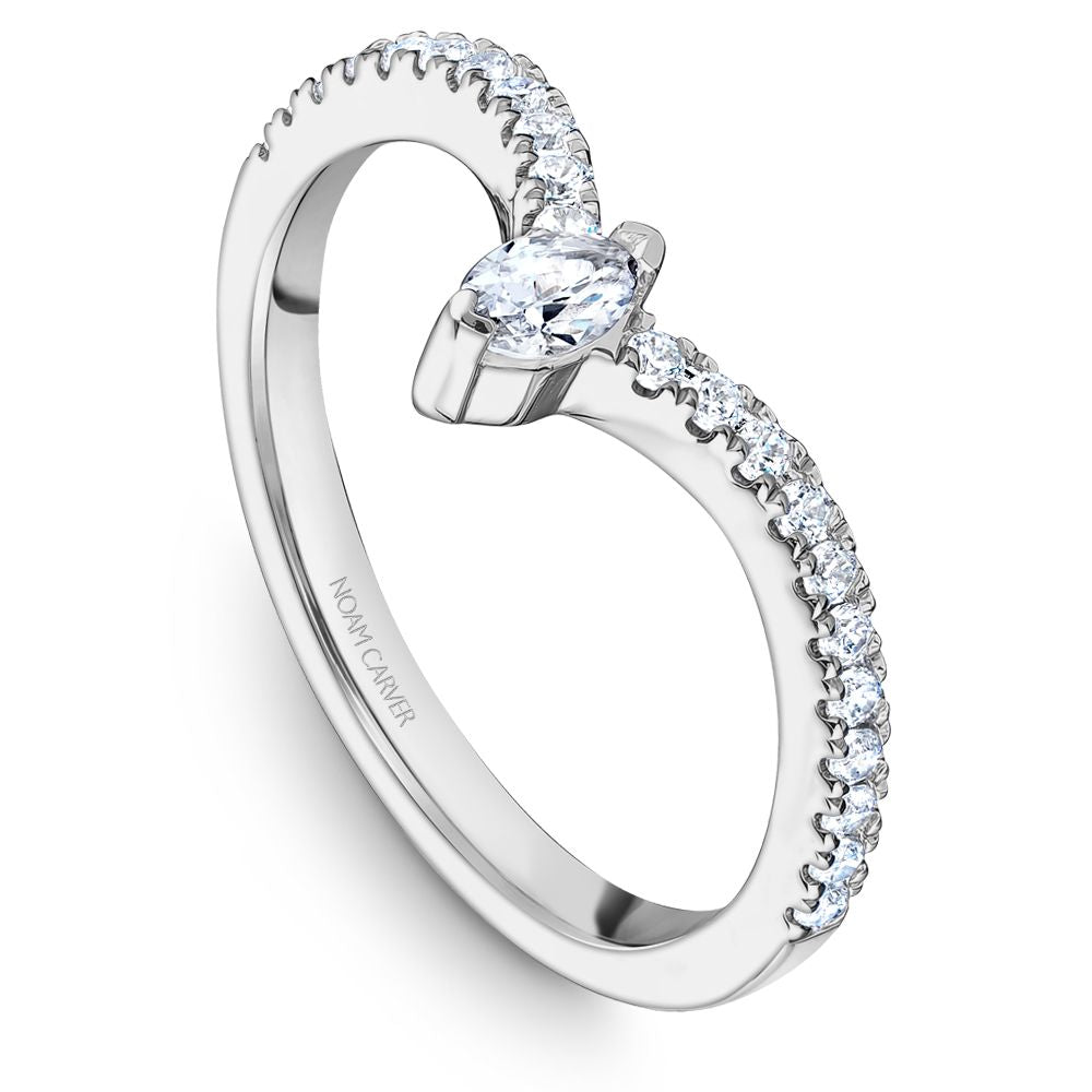 Noam Carver White Gold Marquise Tip Chevron Diamond Wedding Band
