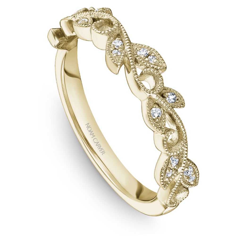 Noam Carver Yellow Gold Nature Inspired Leaf Stackable Band