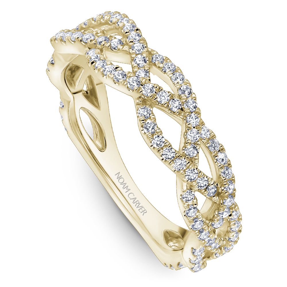Noam Carver Yellow Gold Interwoven Twist Diamond Stackable Band