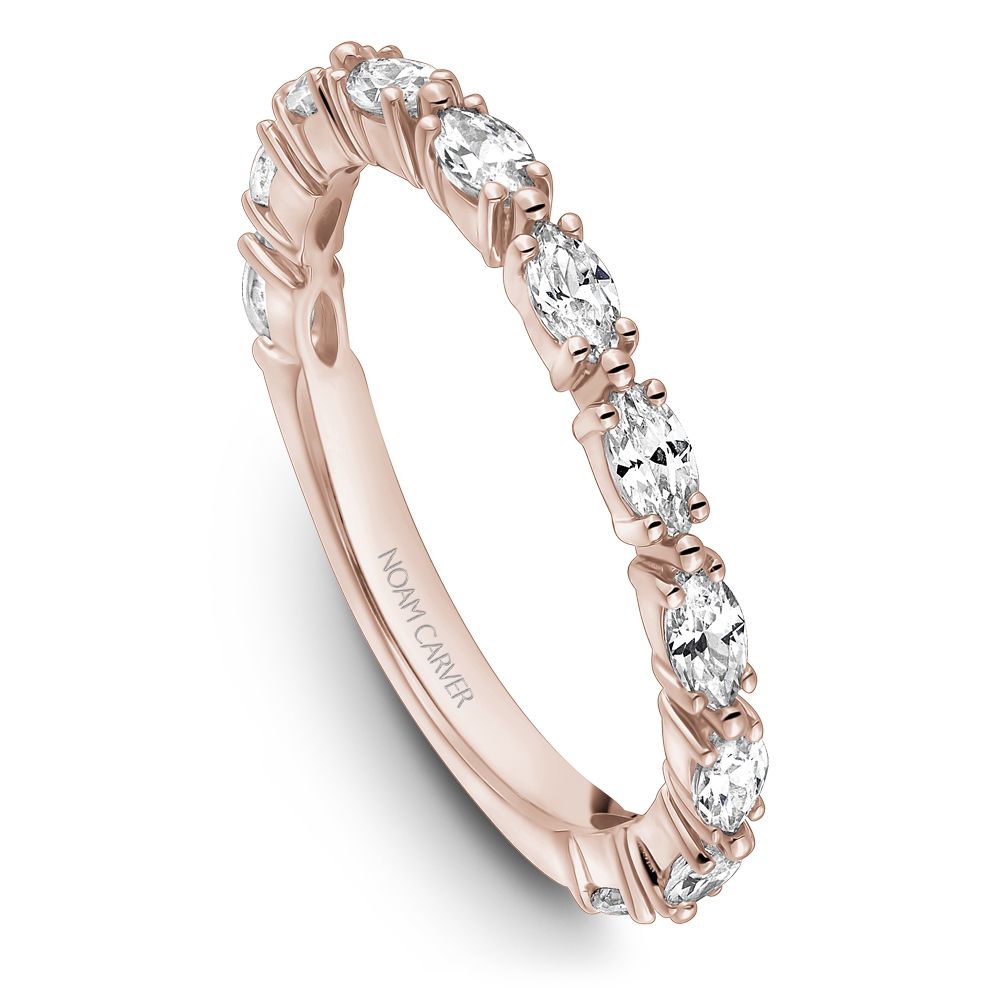 Noam Carver Rose Gold East West Set Marquise Cut Diamond Stackable Ring