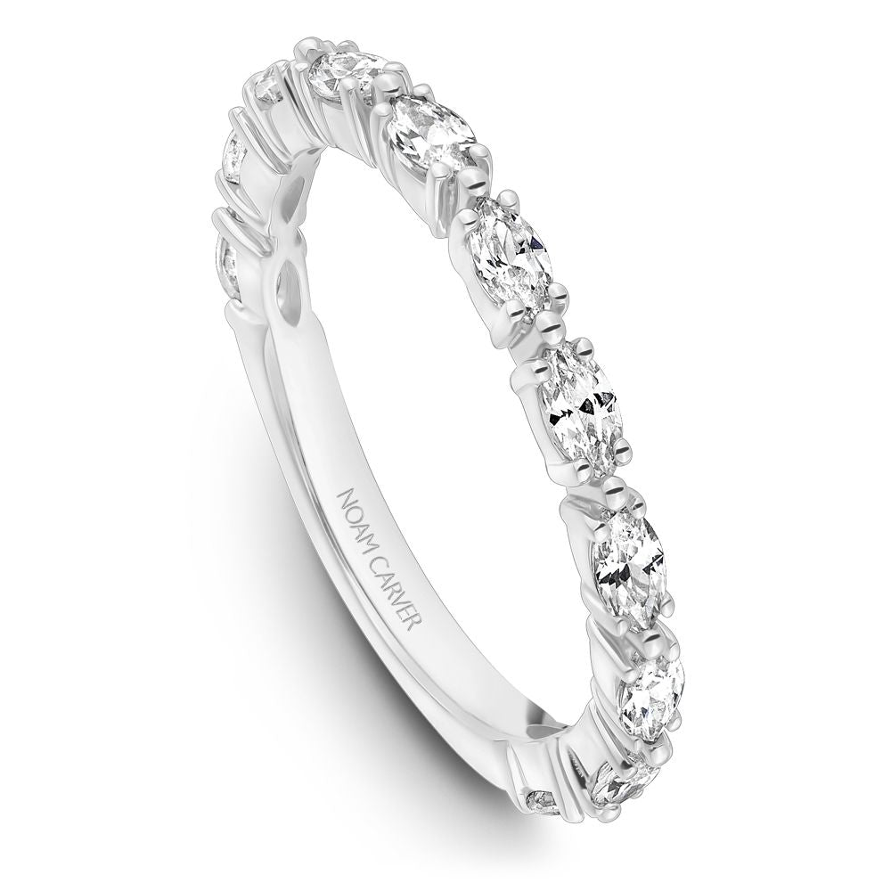 Noam Carver White Gold East West Set Marquise Cut Diamond Stackable Ring