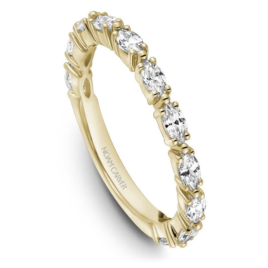 Noam Carver Yellow Gold East West Set Marquise Cut Diamond Stackable Ring