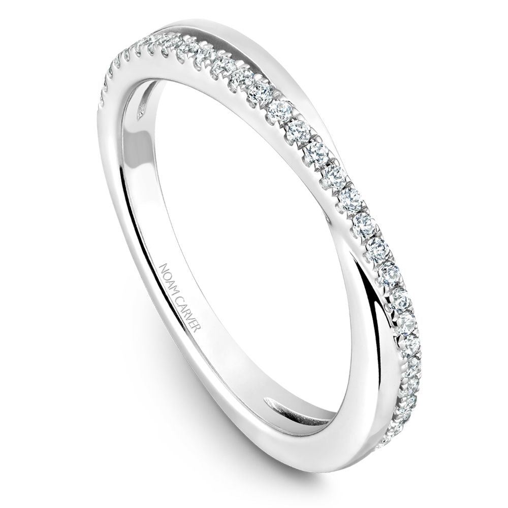 Noam Carver White Gold Round Cut Criss-Cross Diamond Wedding Band