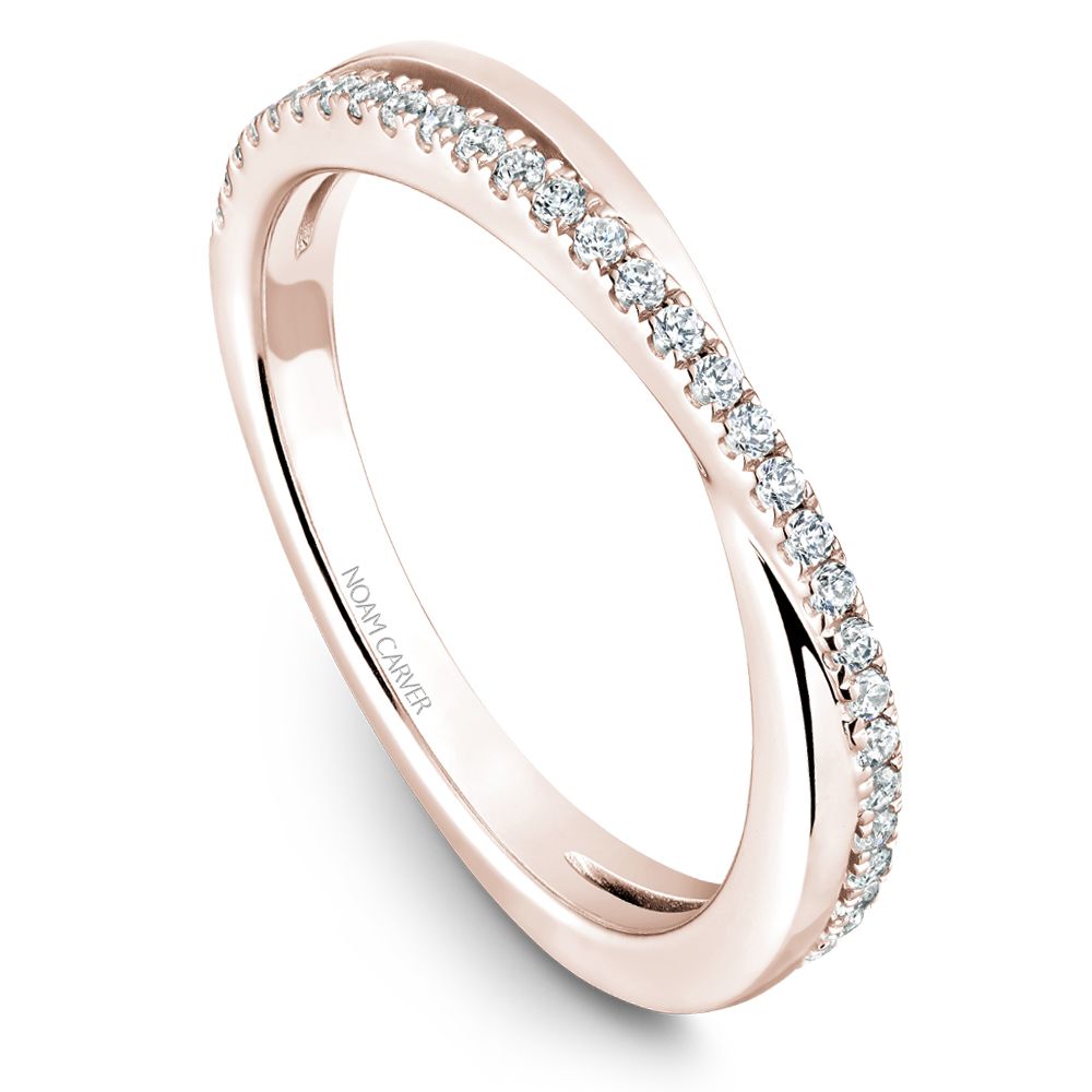 Noam Carver Rose Gold Round Cut Criss-Cross Diamond Wedding Band