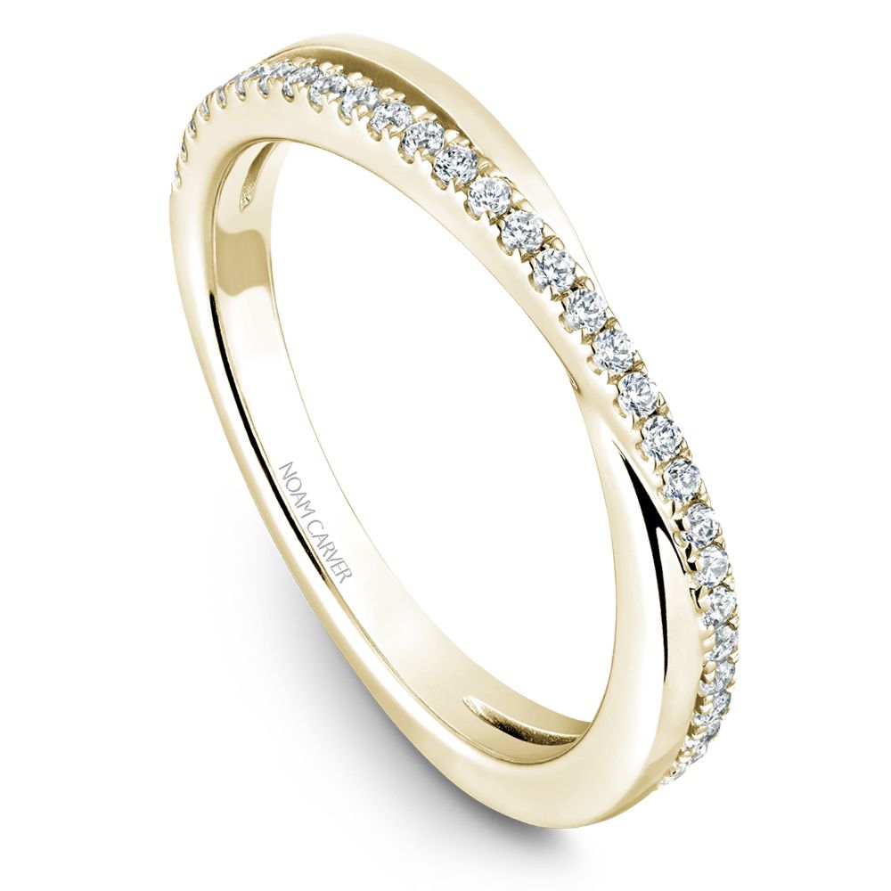 Noam Carver Yellow Gold Round Cut Criss-Cross Diamond Wedding Band