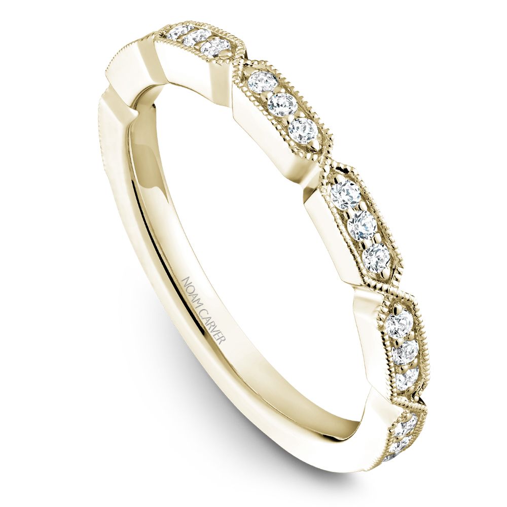Noam Carver Yellow Gold Vintage Style Wedding Band with Milgrain Details