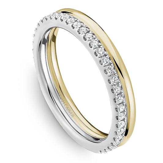 Noam Carver Two Row Two-Tone Yellow & White Gold High Polished Diamond Stackable Wedding Band