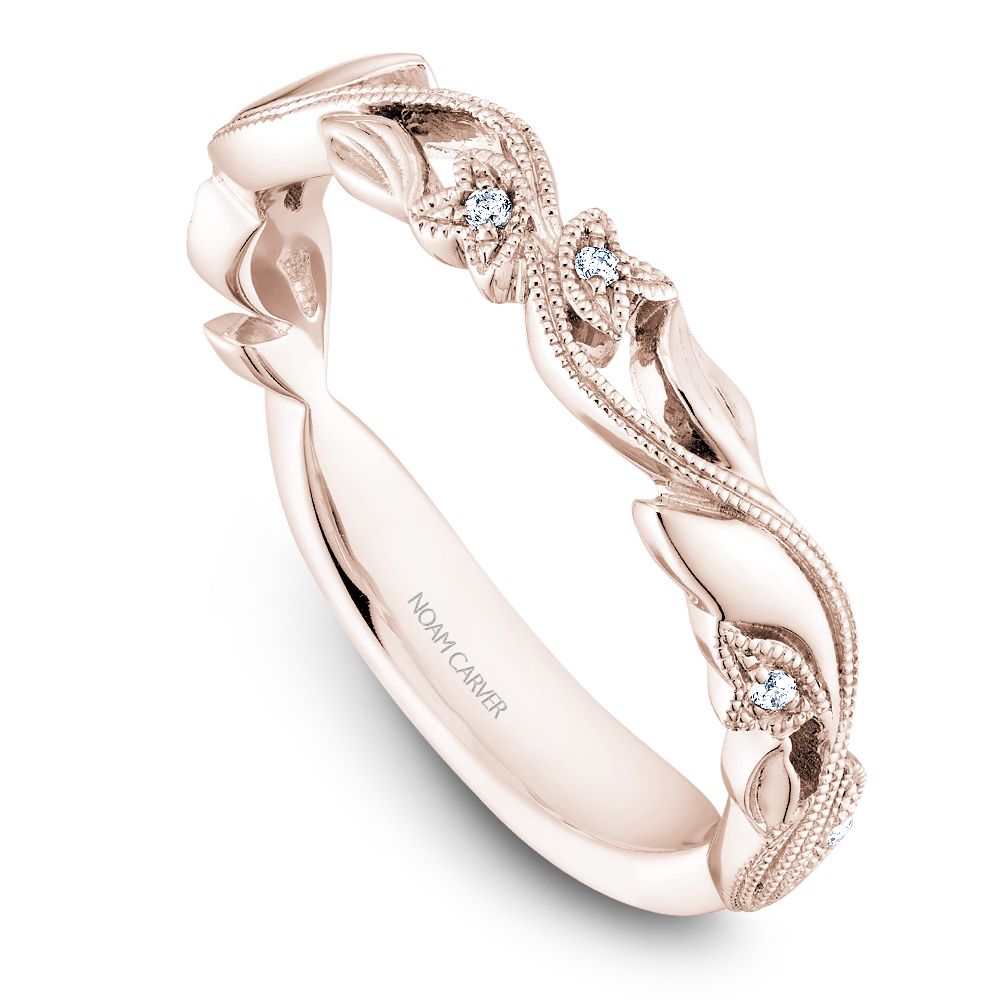 Noam Carver Rose Gold Nature Inspired Scrollwork Leaf Stackable Band