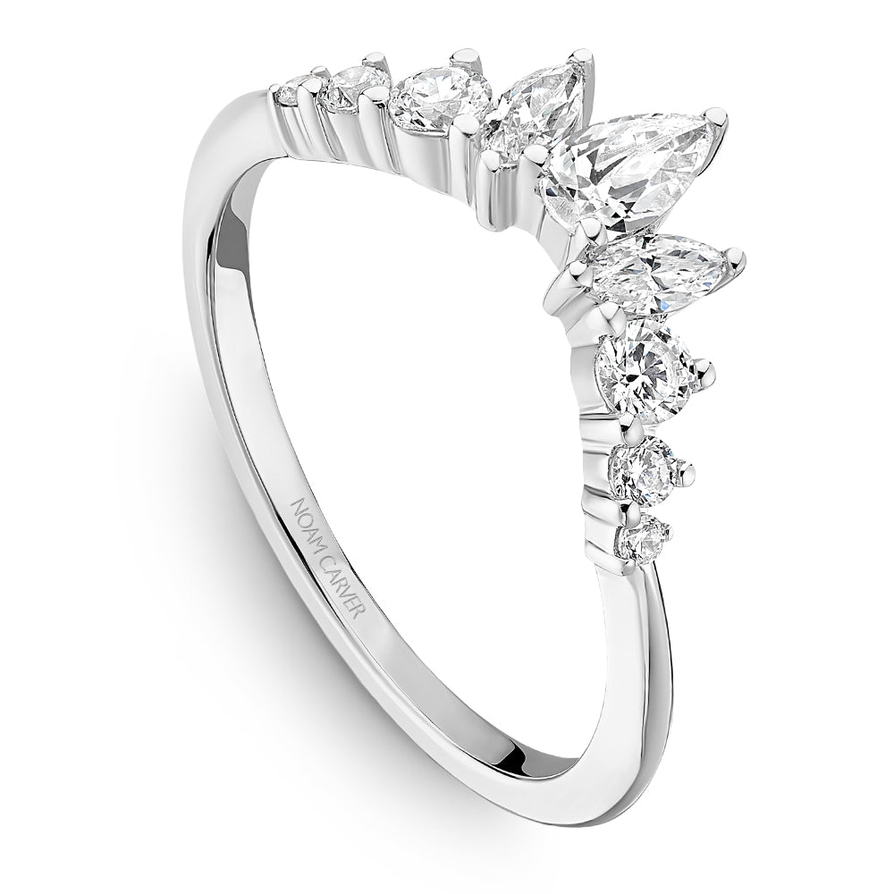 Noam Carver White Gold Tiara Pear Cut Diamond Wedding Band