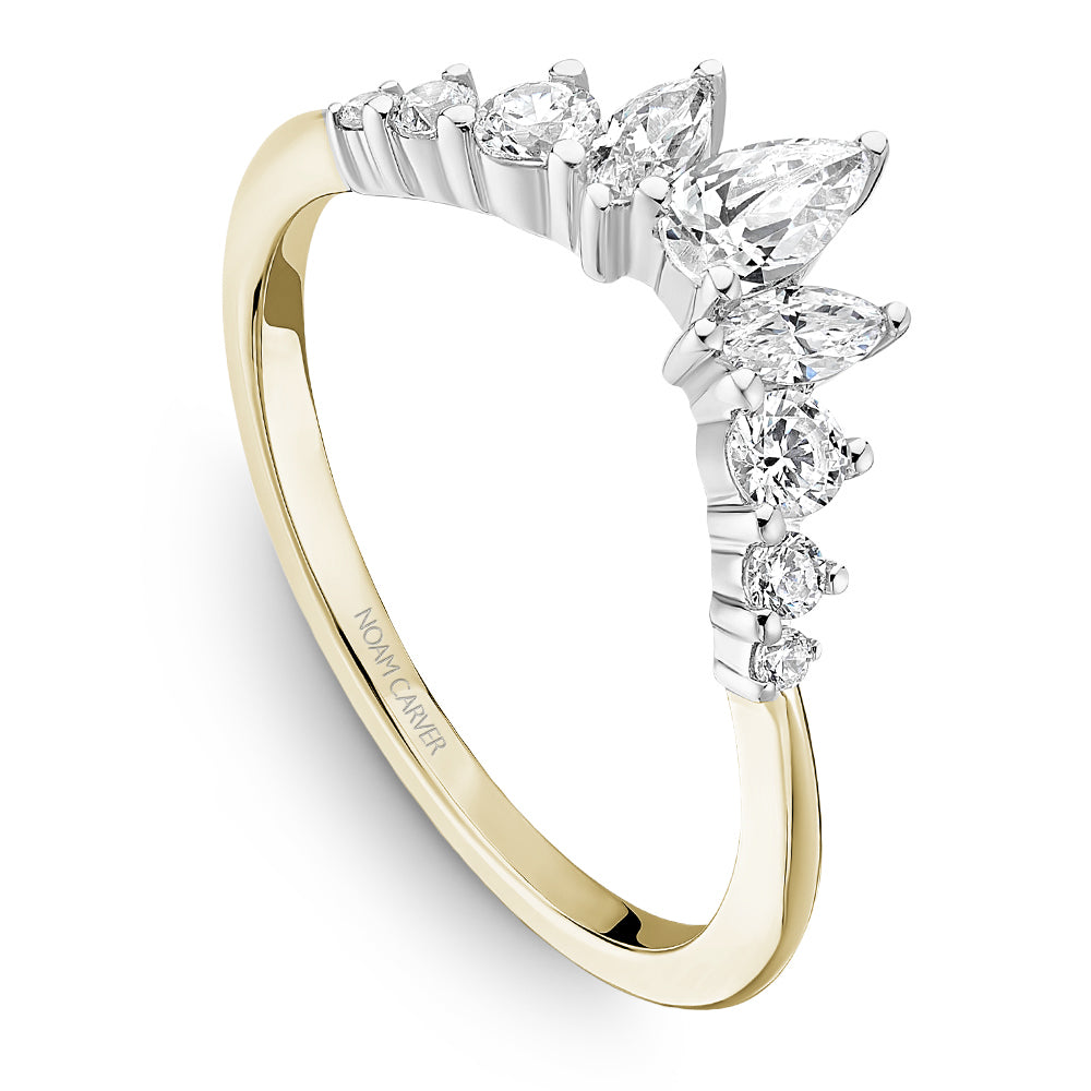 Noam Carver Two-Tone Yellow & White Gold Tiara Pear Cut Diamond Wedding Band