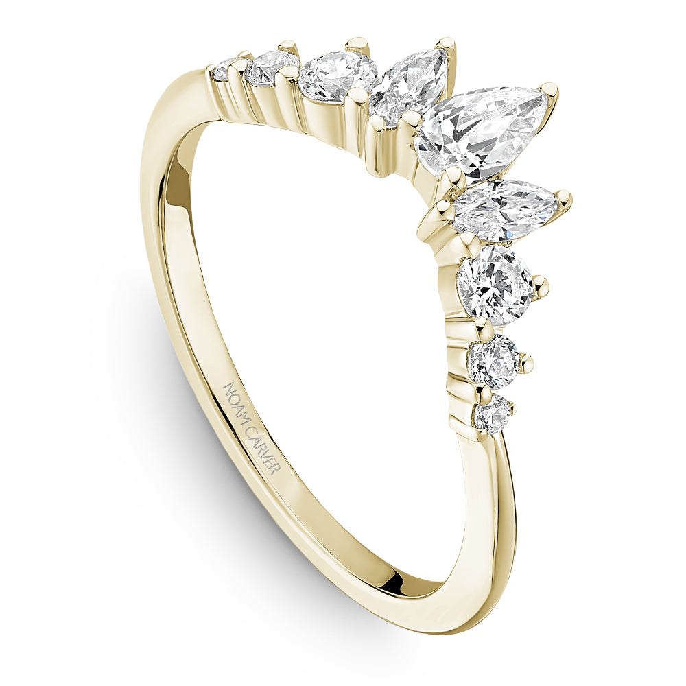 Noam Carver Yellow Gold Tiara Pear Cut Diamond Wedding Band