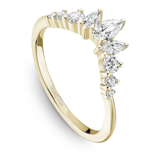 Noam Carver Yellow Gold Tiara Pear Cut Diamond Wedding Band