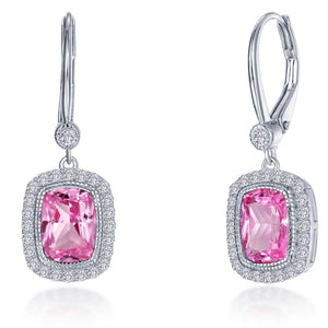 Lafonn Simulated Pink Sapphire & Diamond Halo Drop Earrings