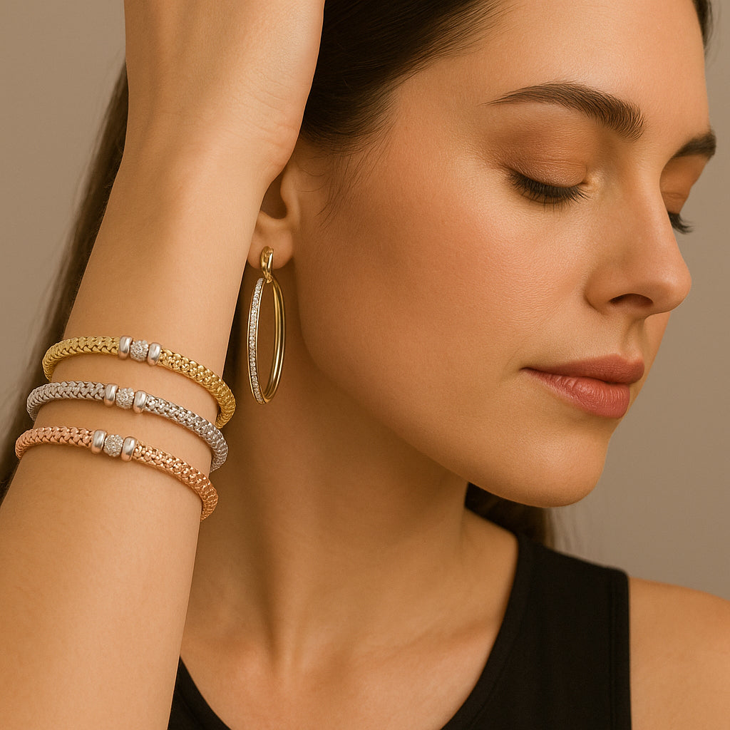 Simon G. 7 Inch 4MM Diamond Stretch Bangle Bracelet on Wrist