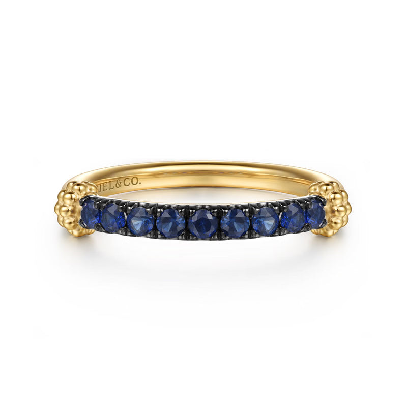 Gabriel & Co. Stackable Ring 14K Yellow Gold Blue Sapphire Bujukan Top