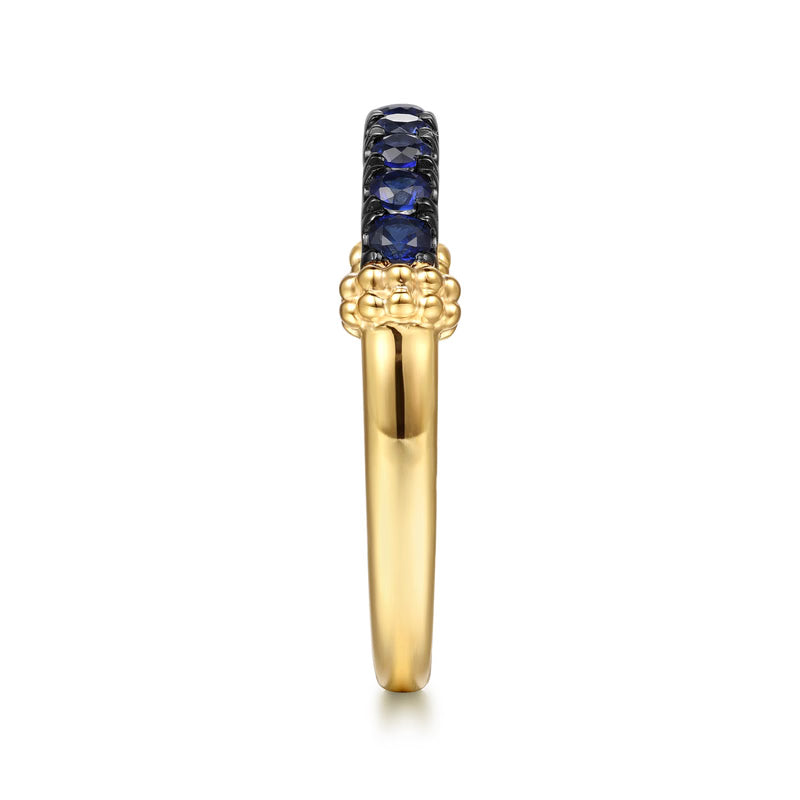 Gabriel & Co. Stackable Ring 14K Yellow Gold Blue Sapphire Bujukan Right