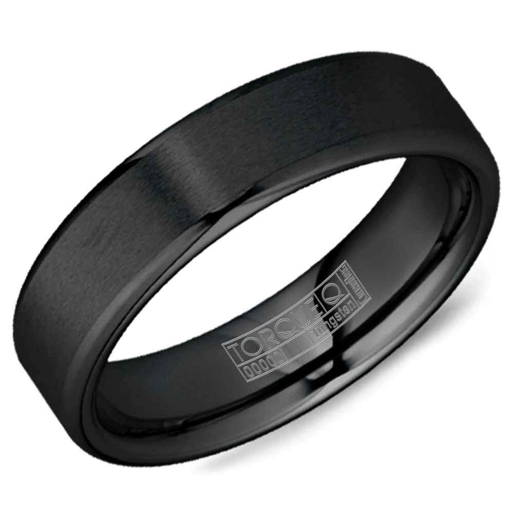 CrownRing Black Tungsten 6 mm Sandpaper Wedding Band