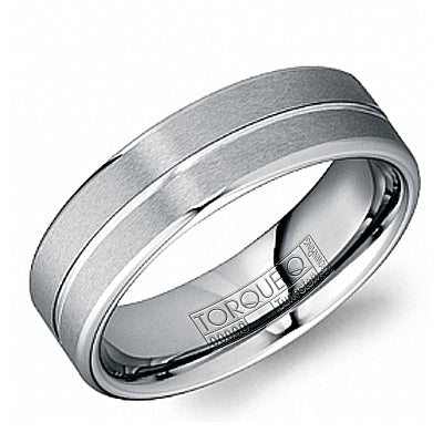 CrownRing Tungsten 6mm Machine Cut Center Satin Finish Wedding Band