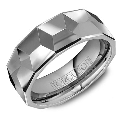 CrownRing Torque Architectural Cubed Grey Tungsten Wedding Band