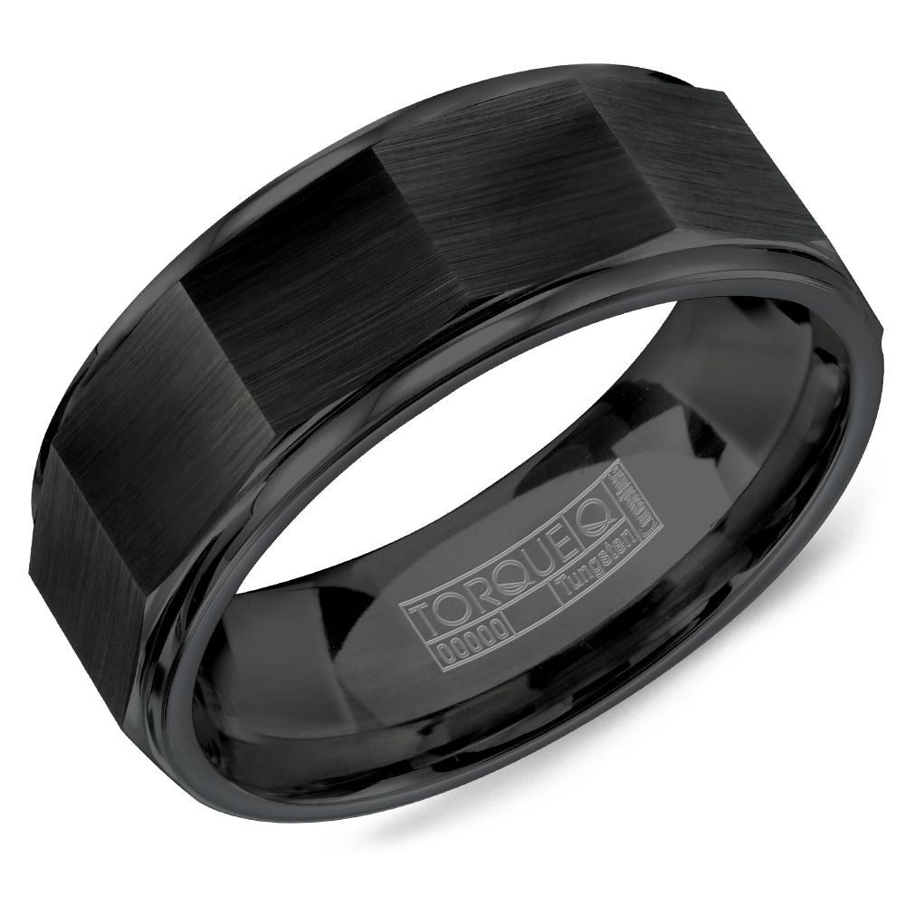 CrownRing Torque Black Architectural Design Tungsten Wedding Band