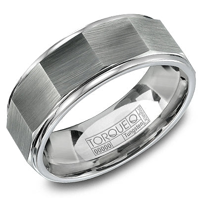 CrownRing Torque Grey Architectural Design Tungsten Wedding Band