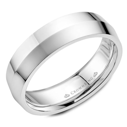 CrownRing White Knife Edge Center High Polished Wedding Band