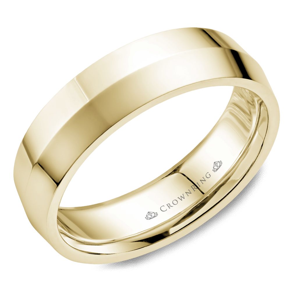 CrownRing Yellow Knife Edge Center High Polished Wedding Band