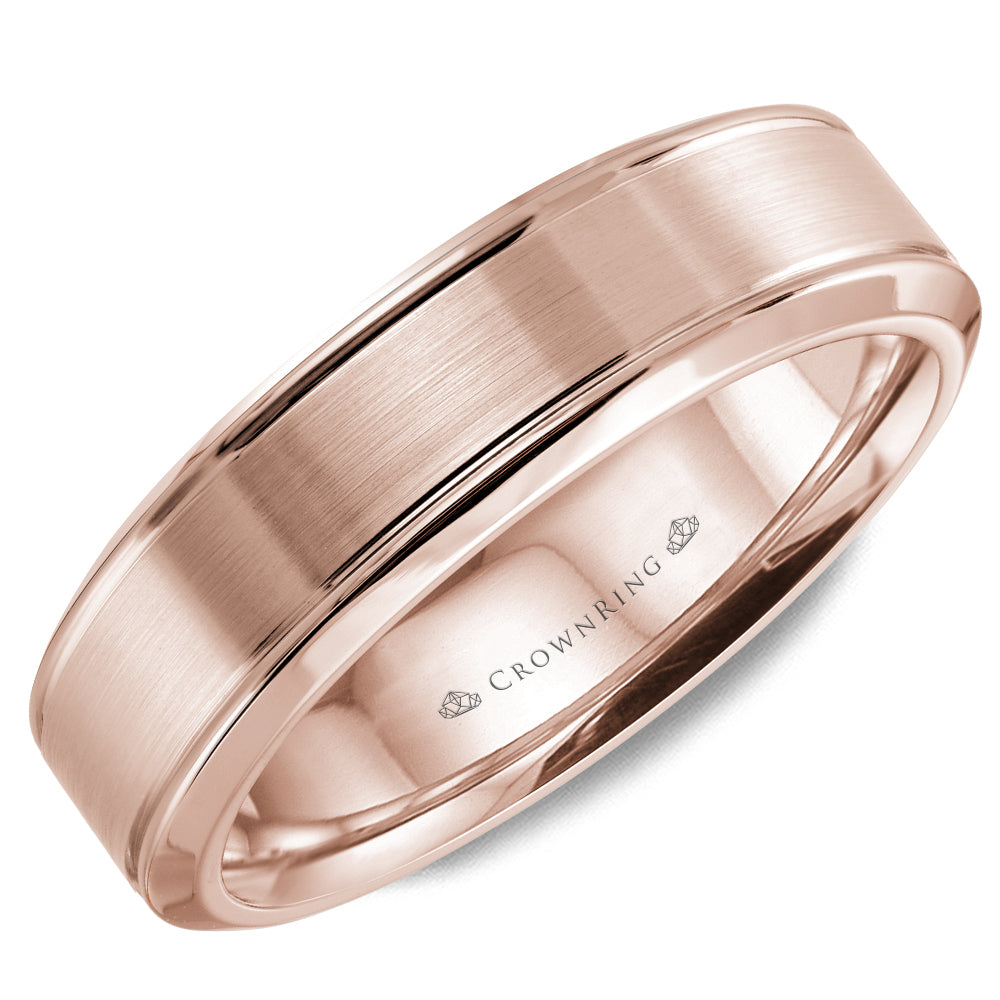 CrownRing Rose 5mm Sandpaper Center & High Polish Bevel Edge Wedding Band