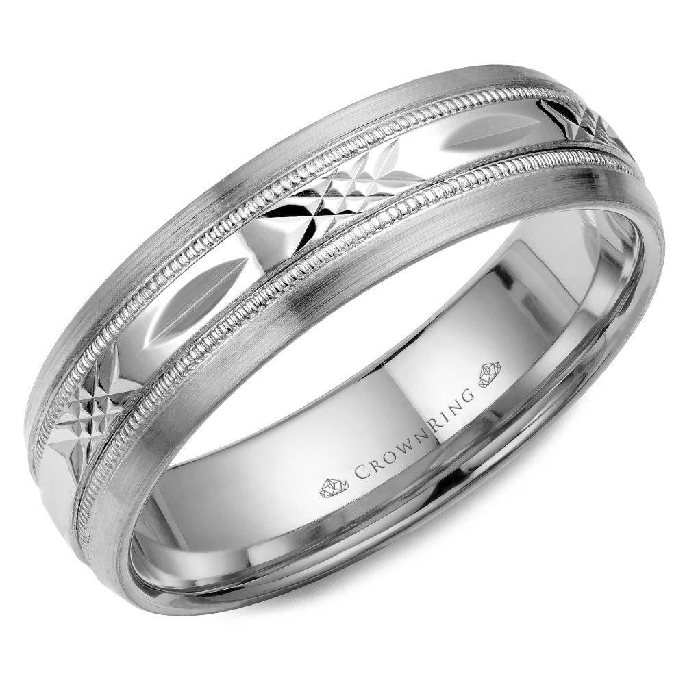 CrownRing Criss Cross White 6mm Wedding Band
