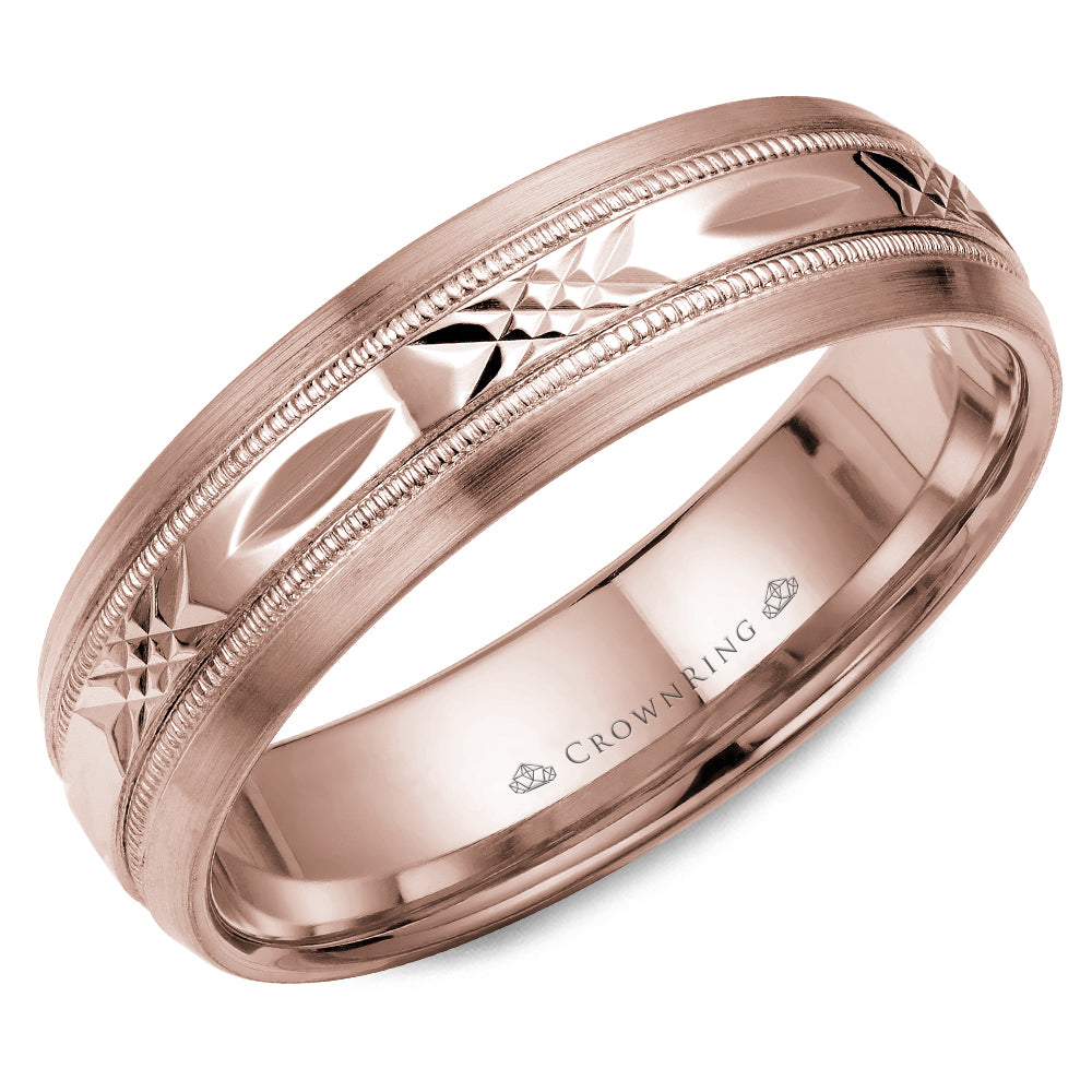 CrownRing Criss Cross Rose 6mm Wedding Band