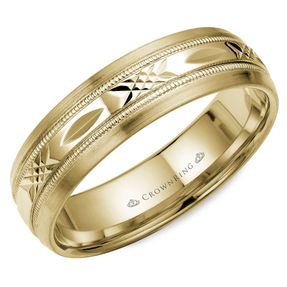 CrownRing Criss Cross Yellow 6mm Wedding Band
