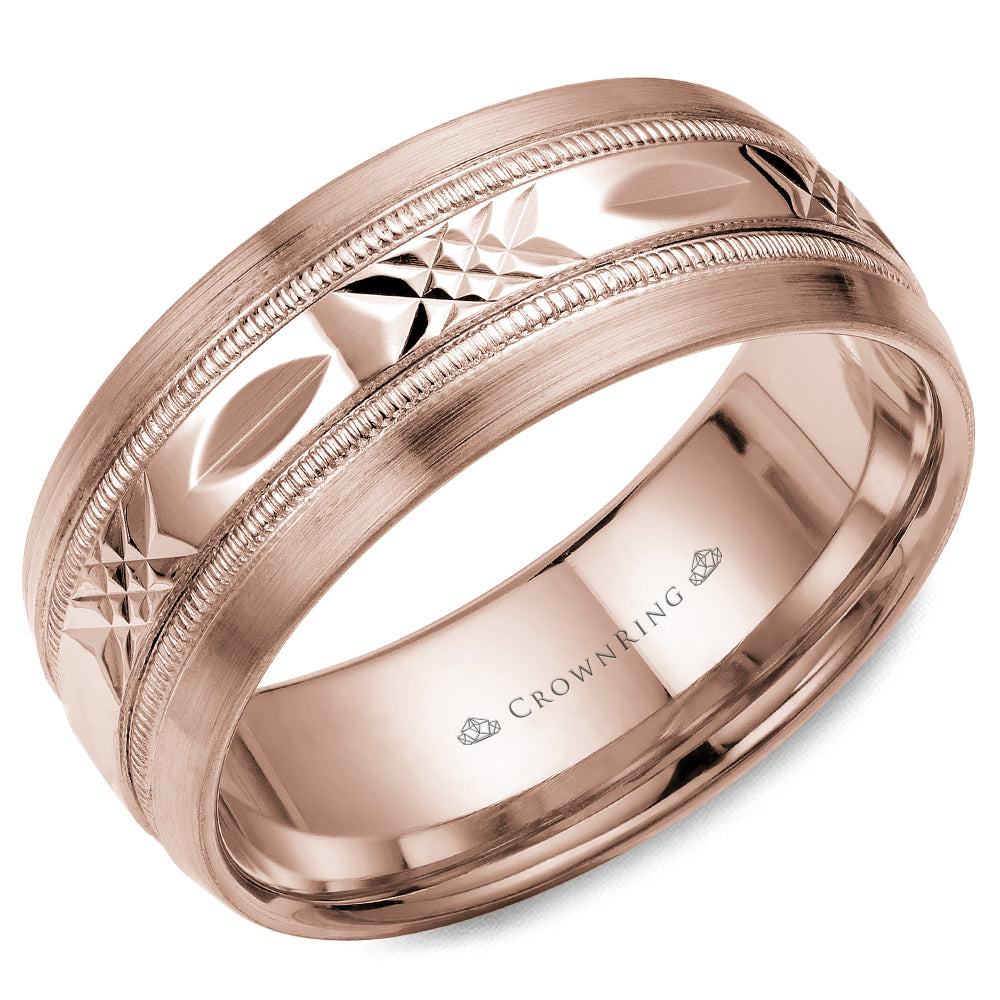 CrownRing Criss Cross Rose 8mm Wedding Band