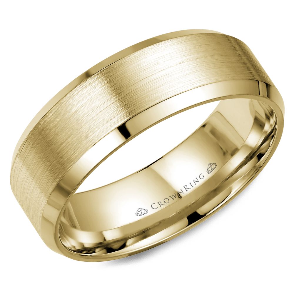 CrownRing Yellow 8mm Satin & High Polished Wedding Band