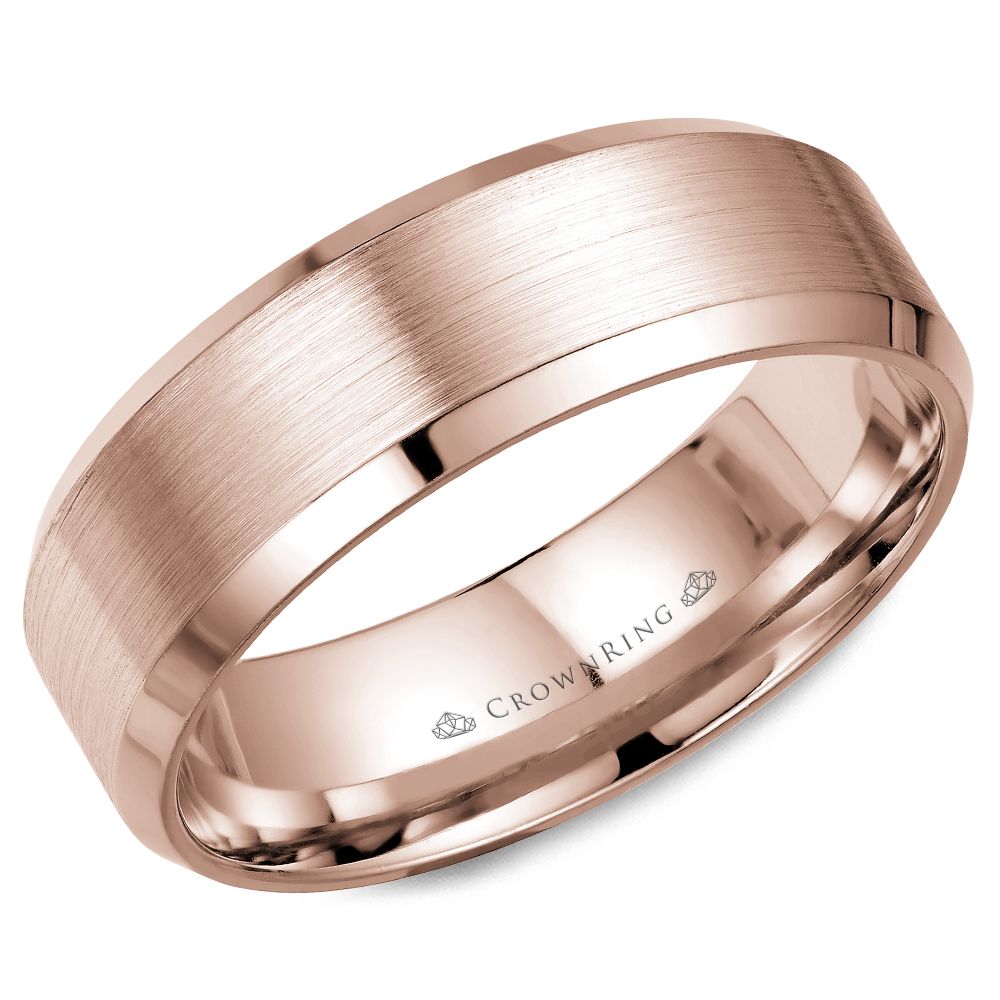 CrownRing Rose 7mm Satin & High Polished Wedding Band