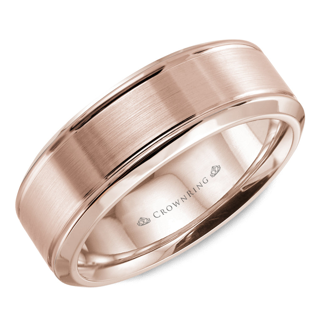CrownRing Rose 6mm Sandpaper Center & High Polish Bevel Edge Wedding Band