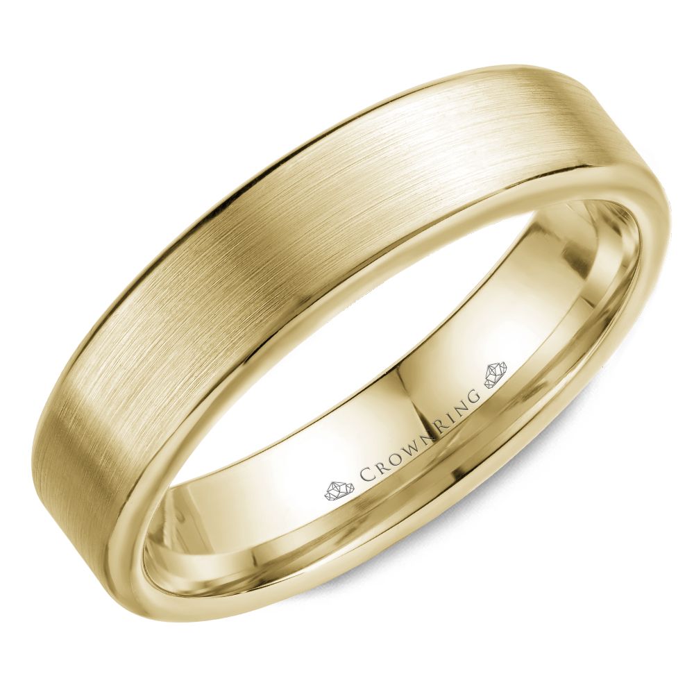 CrownRing Yellow 5.5mm Wide Brushed Center Wedding Band