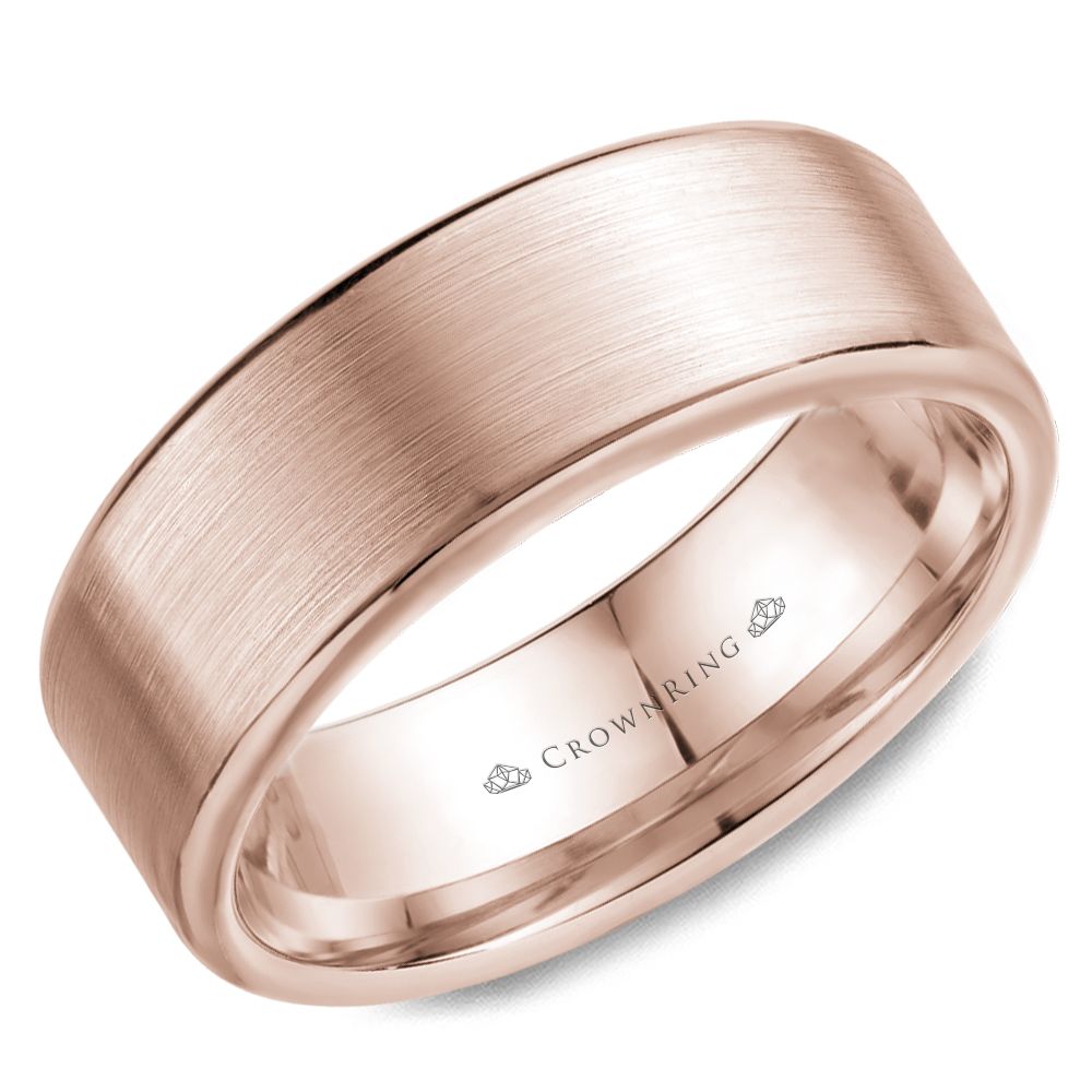 CrownRing Rose 7.5mm Wide Brushed Center Wedding Band