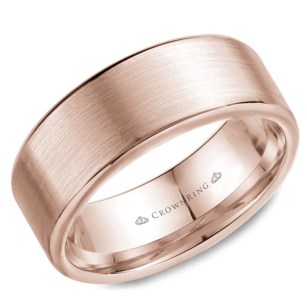 CrownRing Rose 8mm Wide Brushed Center Wedding Band
