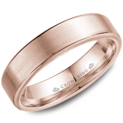 CrownRing Rose 6mm Wide Brushed Center Wedding Band