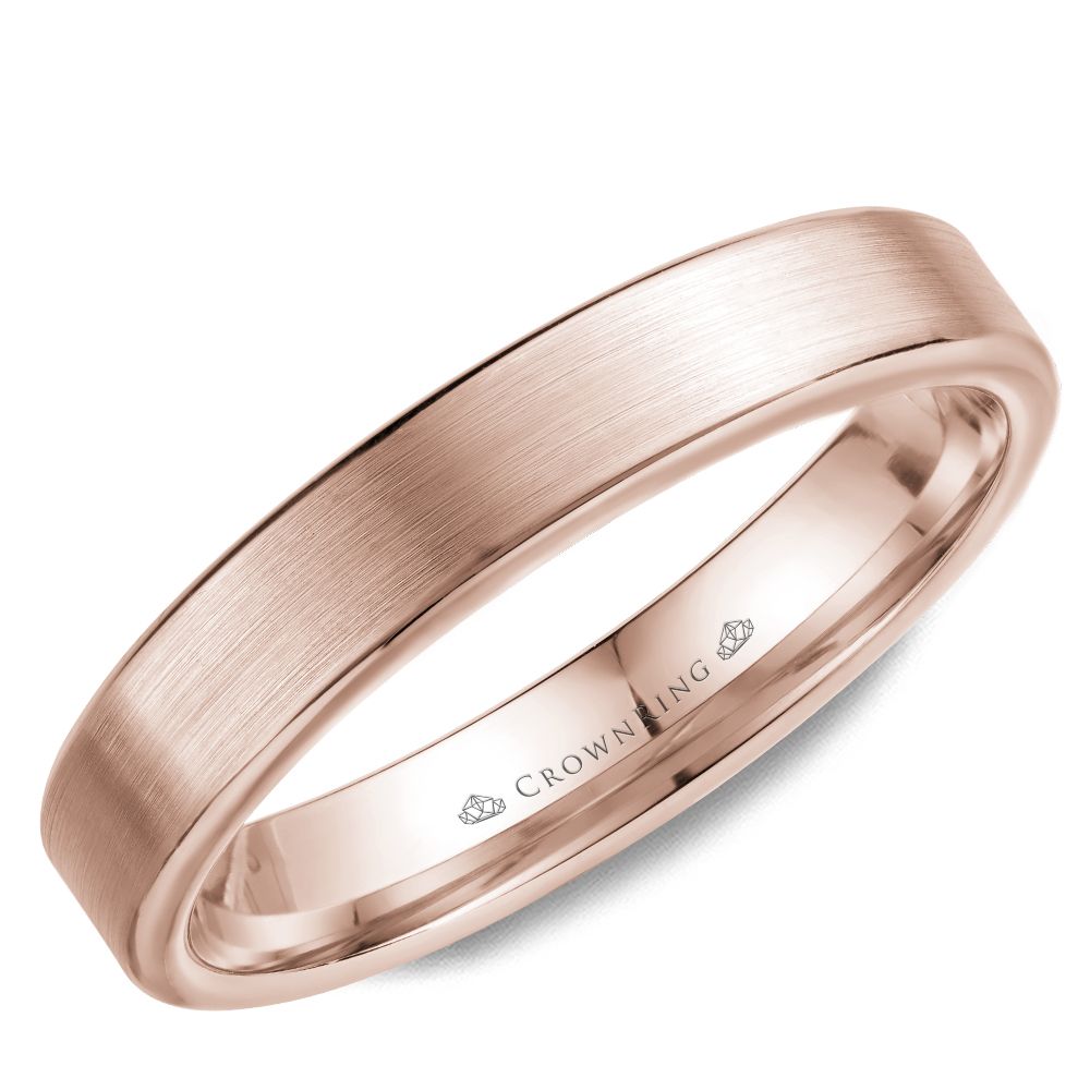 CrownRing Rose 4mm Wide Brushed Center Wedding Band
