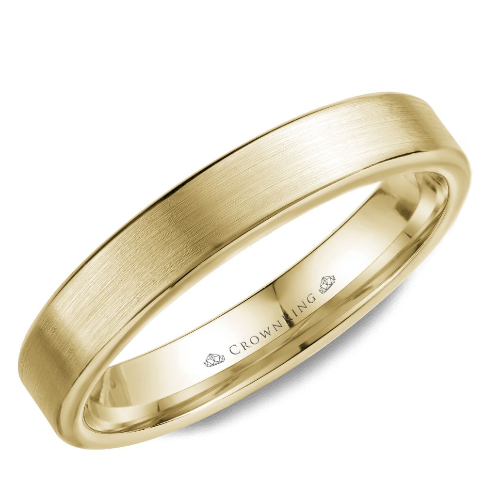 CrownRing Yellow 4mm Wide Brushed Center Wedding Band
