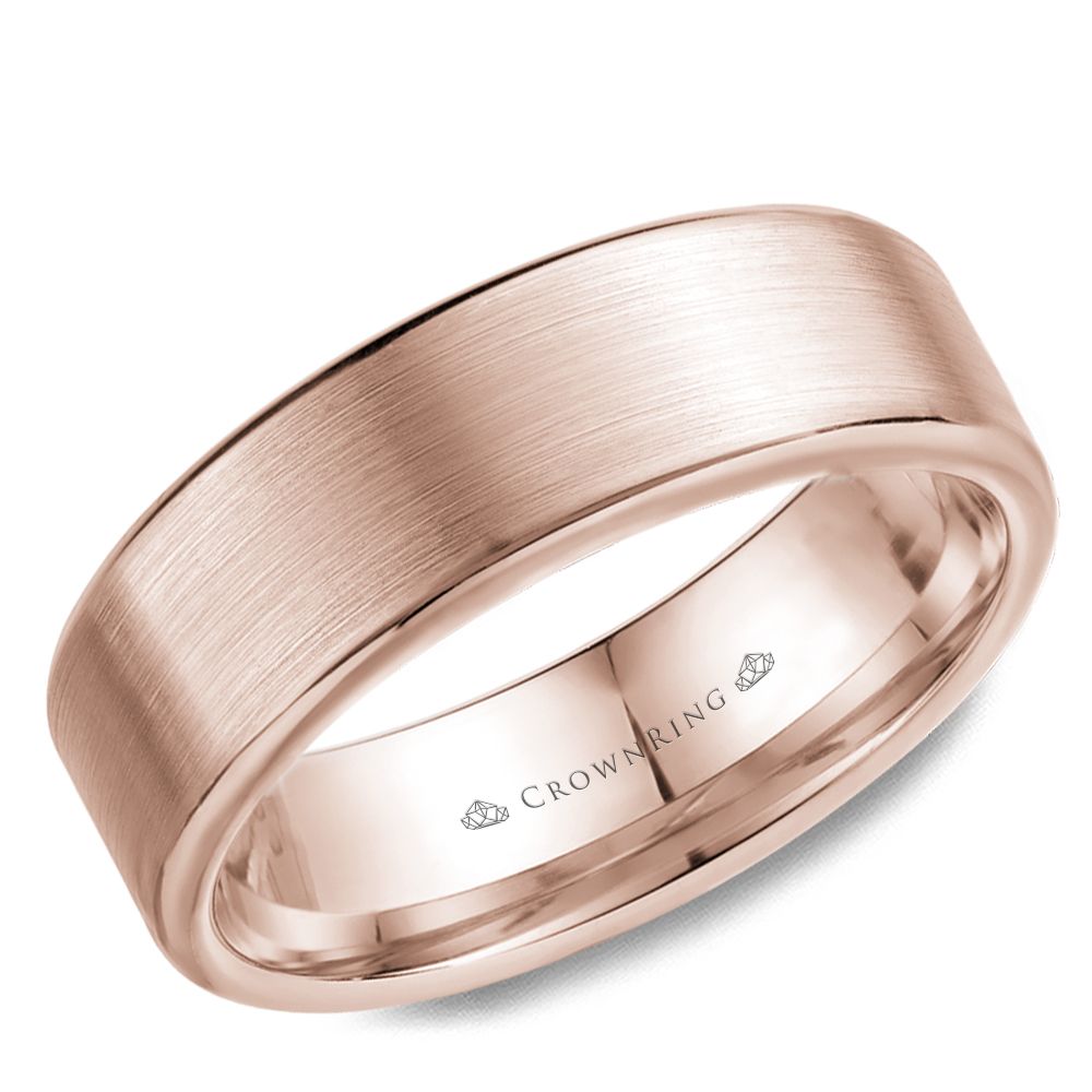 CrownRing Rose 7mm Wide Brushed Center Wedding Band