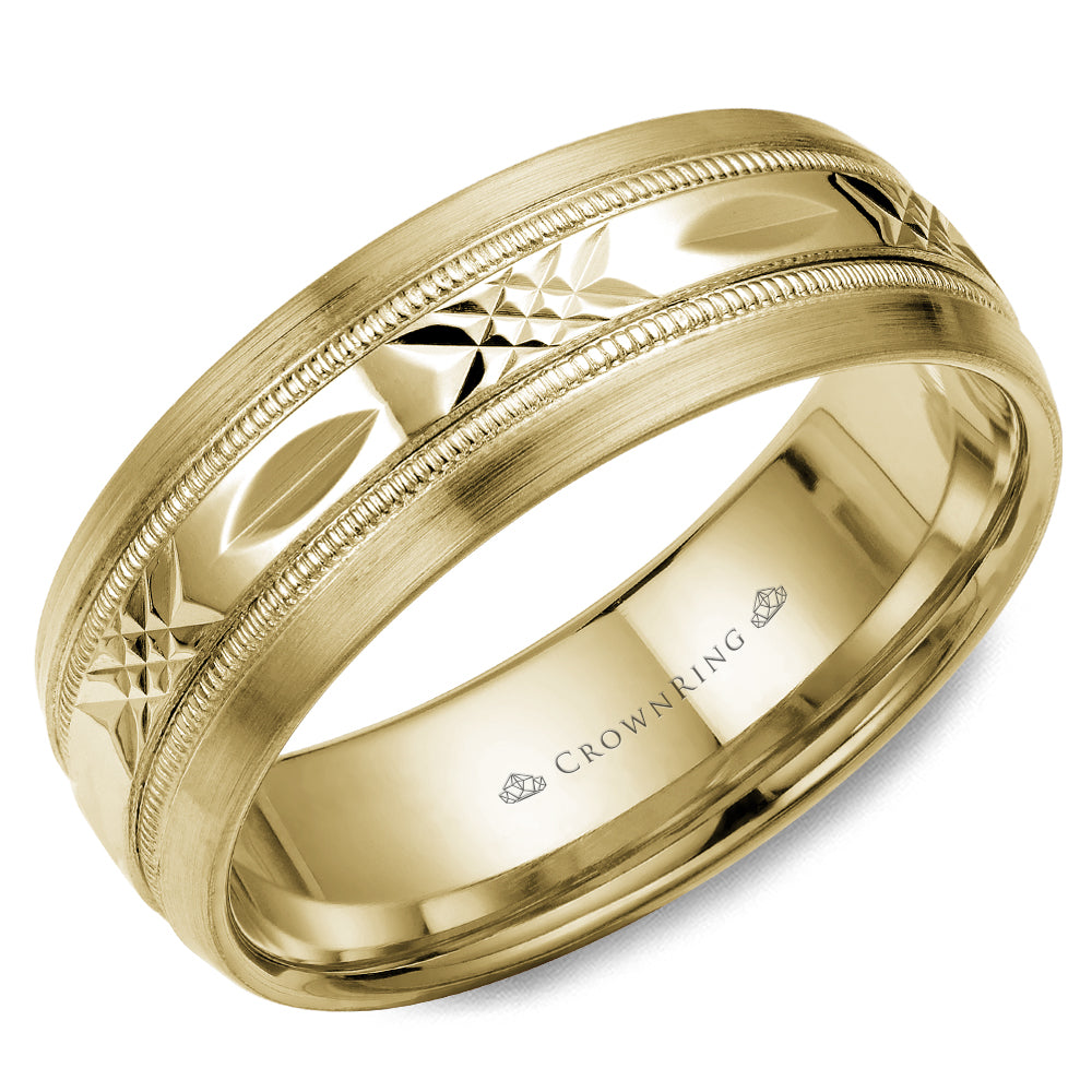 CrownRing Criss Cross Yellow 7mm Wedding Band