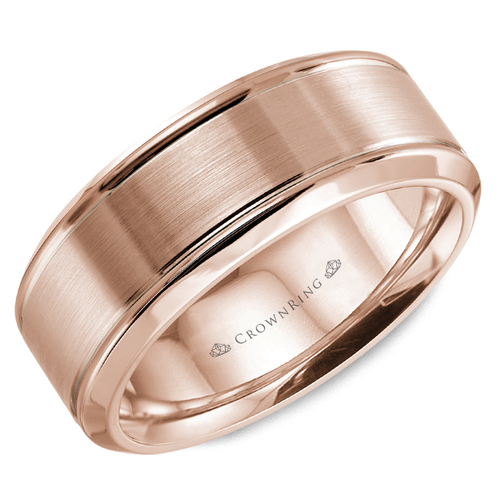 CrownRing Rose 7mm Sandpaper Center & High Polish Bevel Edge Wedding Band