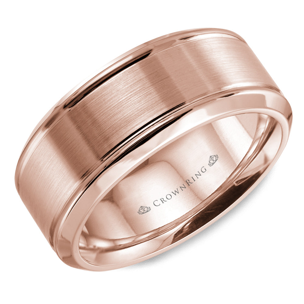CrownRing Rose 8mm Sandpaper Center & High Polish Bevel Edge Wedding Band