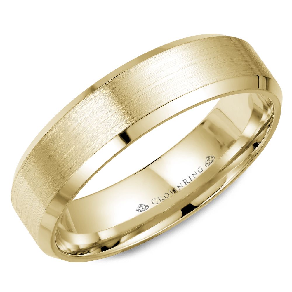CrownRing Yellow 6mm Satin & High Polished Wedding Band