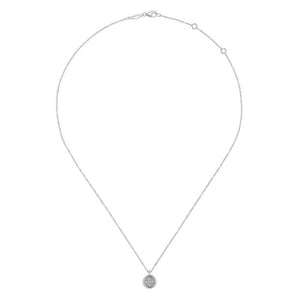 Gabriel & Co. Round Pave Diamond Cluster Pendant Necklace with Bezel Frame